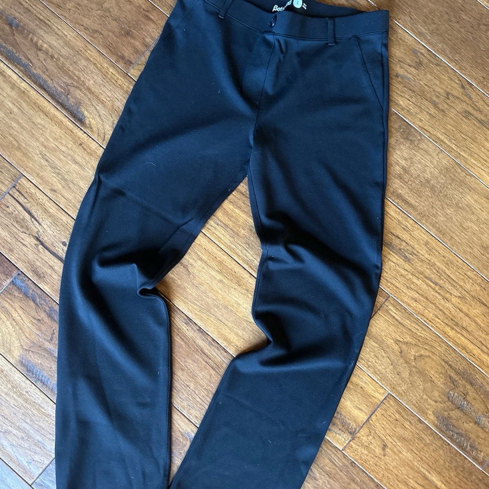 Betabrand Women's Yoga Dress Pants Straight Leg Large Classic Work Black
